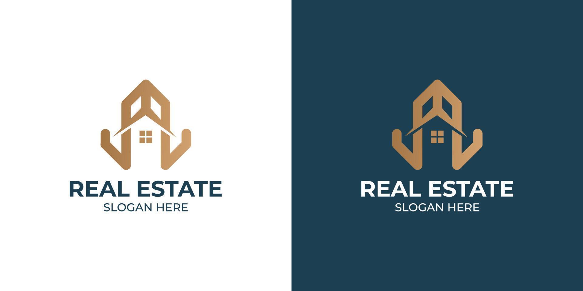 real estate logo set in minimalist style vector