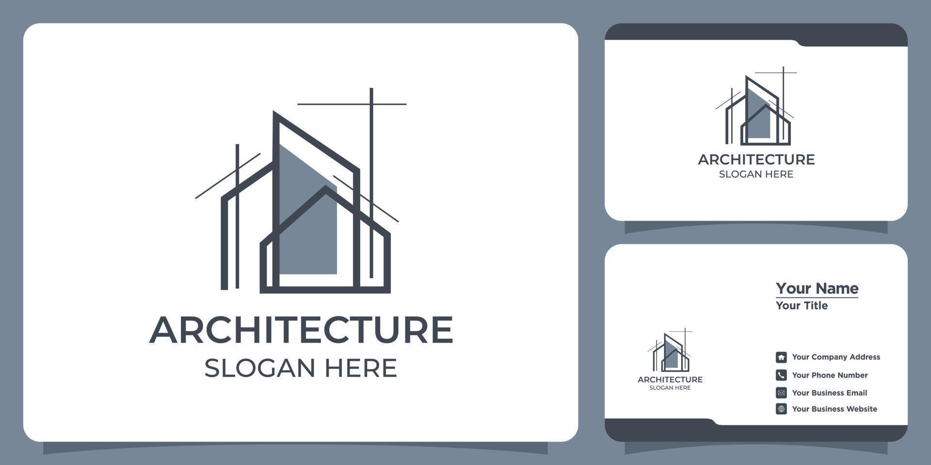 conjunto de elegantes logotipos arquitectónicos minimalistas y tarjetas de visita vector