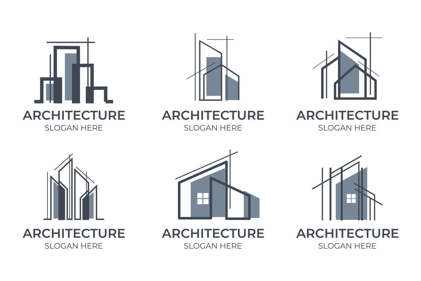 minimalist style architectural logo collection vector