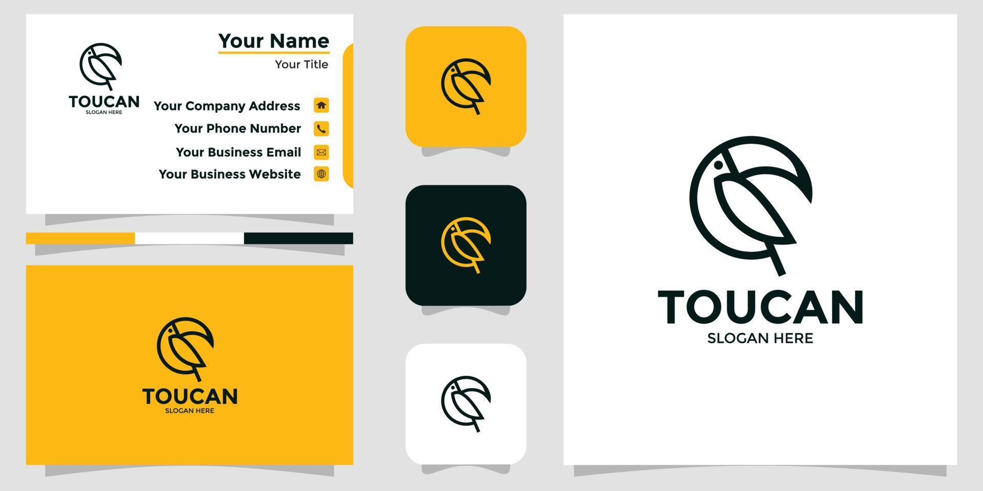 toucan bird logo and branding card vector