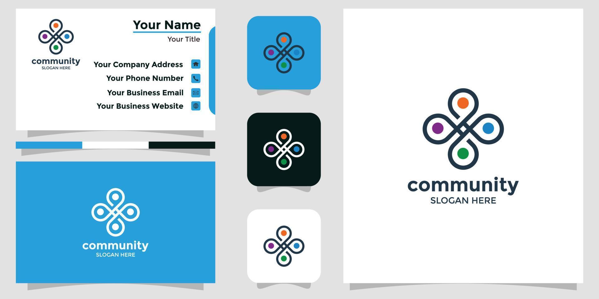 minimalist community logo design and branding card template vector