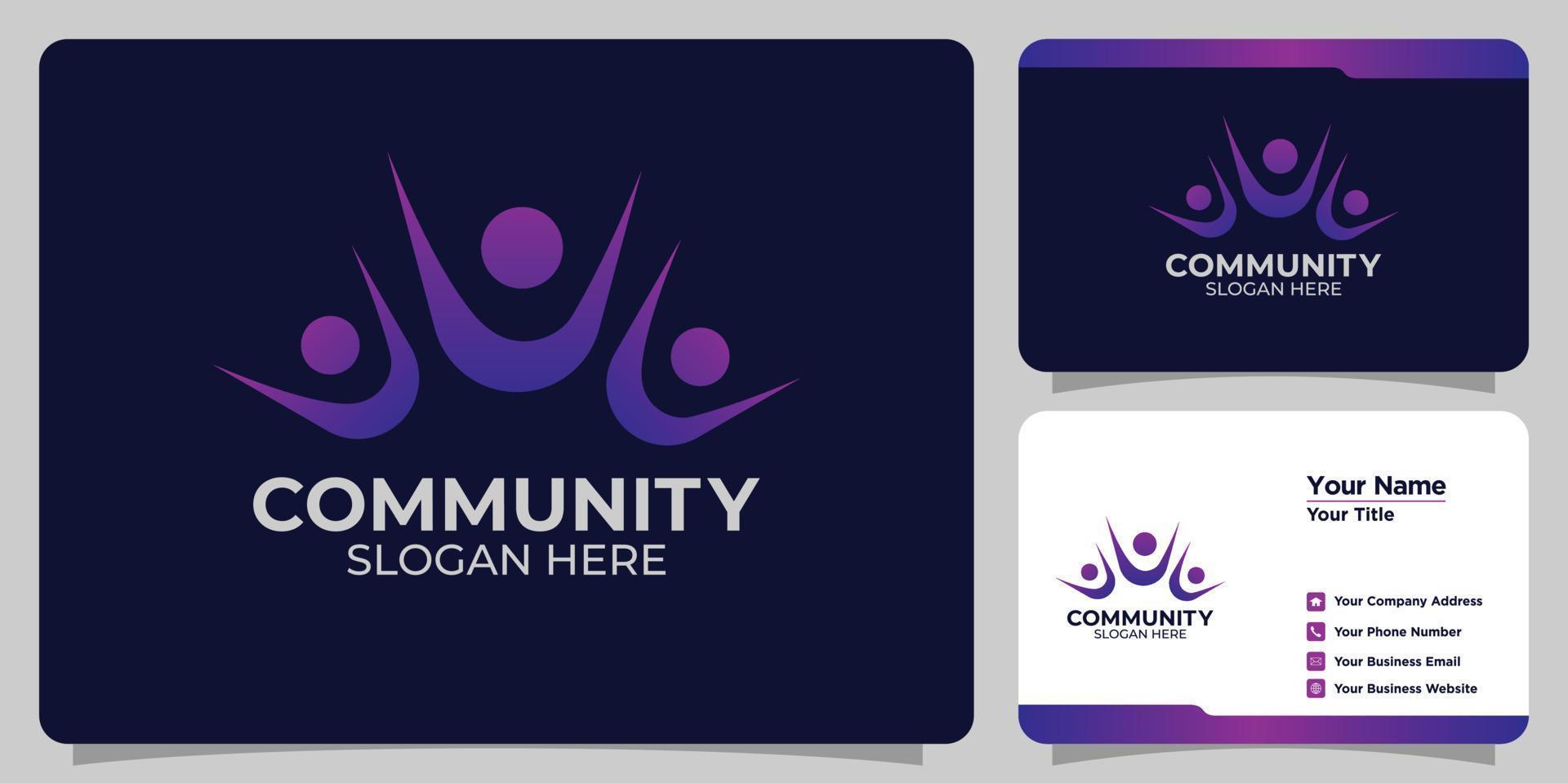 conjunto de logotipos comunitarios simples y tarjetas de visita vector