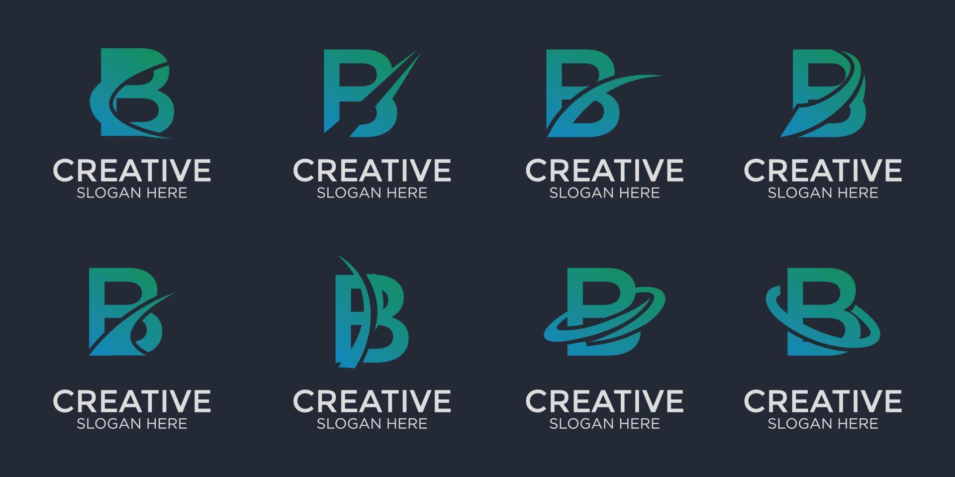 set of letter B logo for company and agency vector