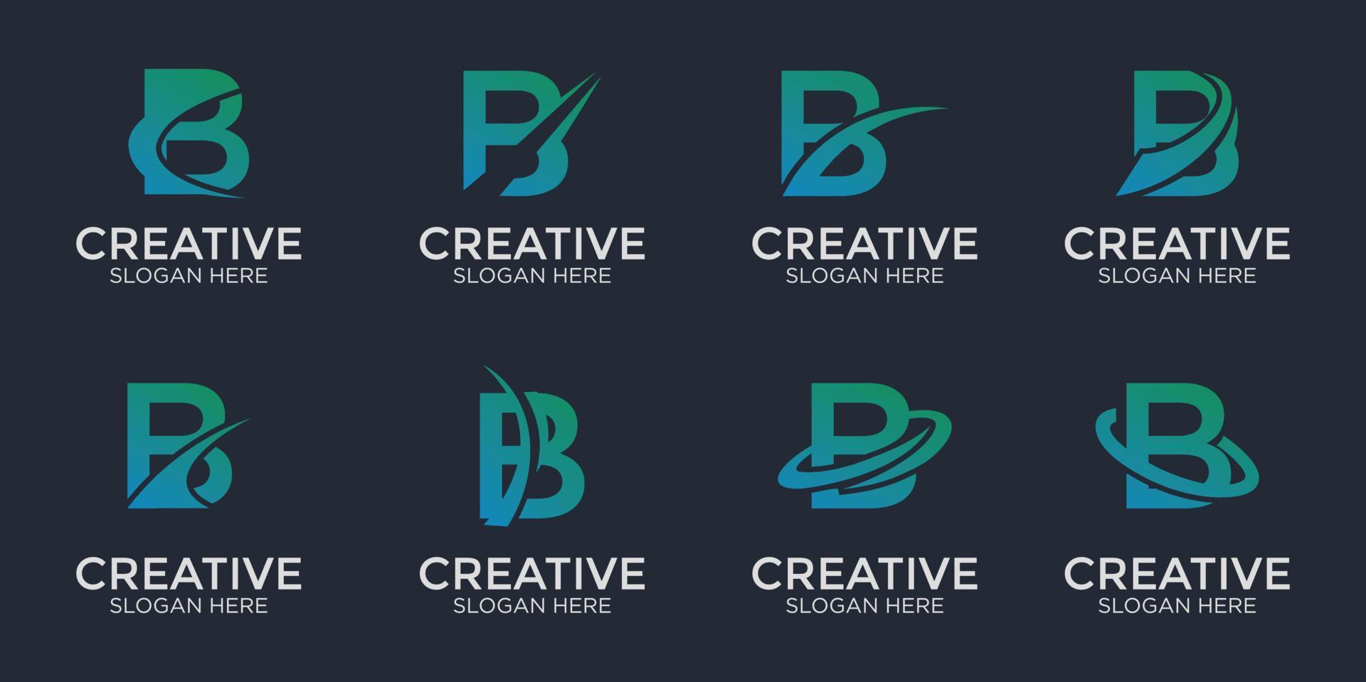 conjunto de logotipo de letra b para empresa y agencia vector