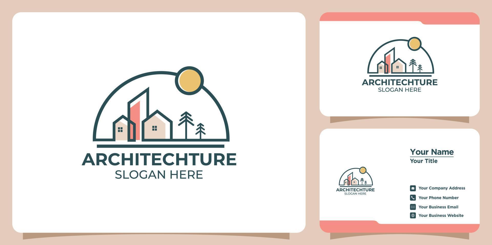 architect logo and business card set vector