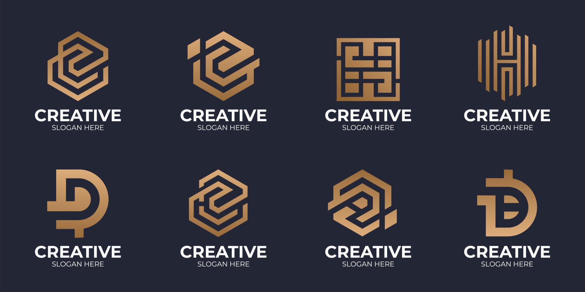 a collection of logos letter C combination H vector