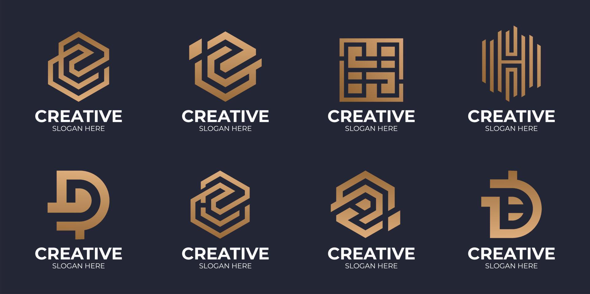 una colección de logotipos letra c combinación h vector