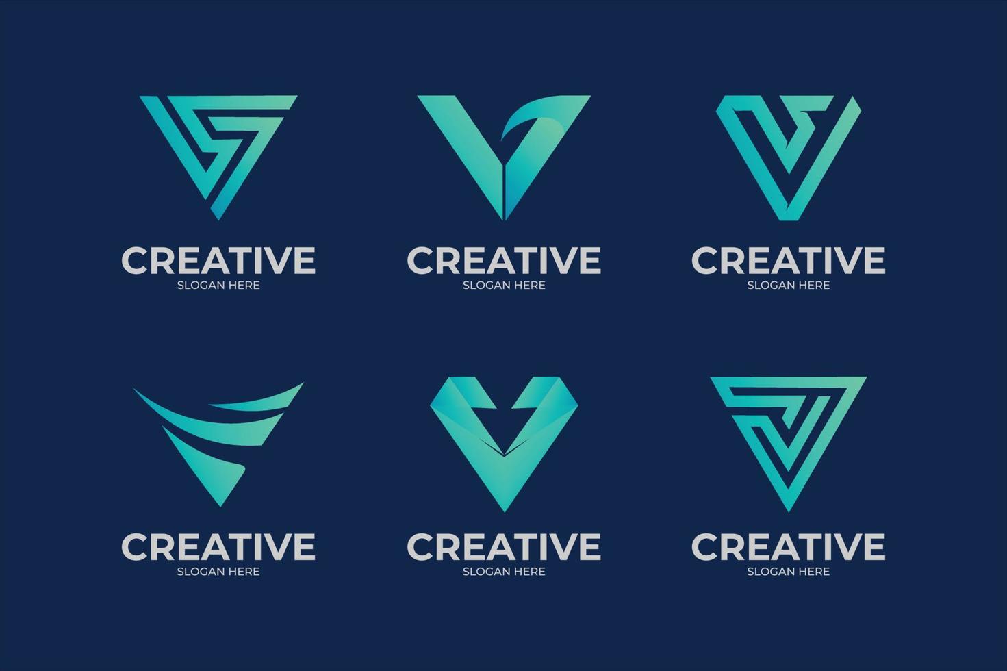 establecer la letra v del logotipo para la empresa y la agencia vector