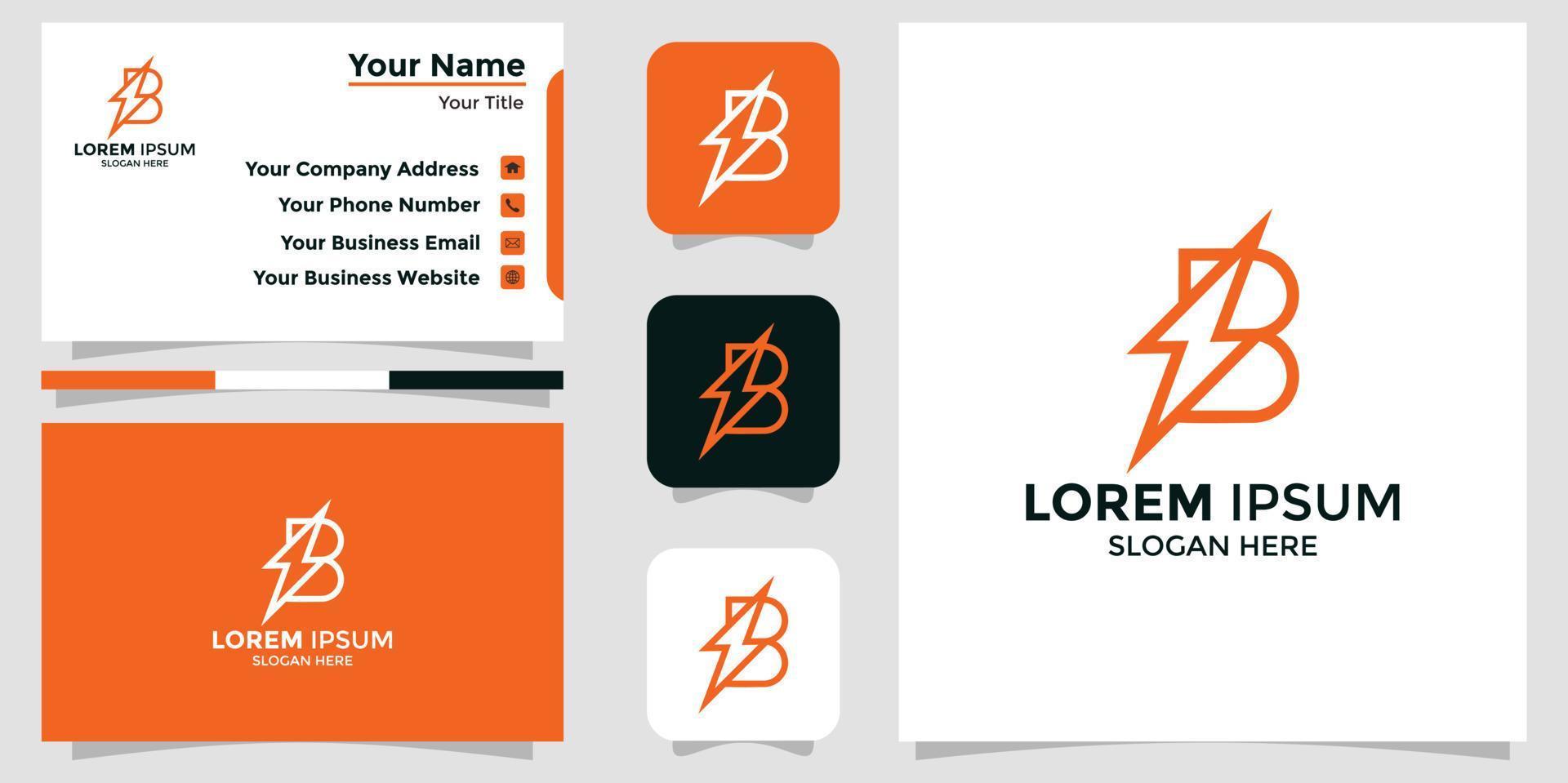 letter B logo combination flash and branding card vector