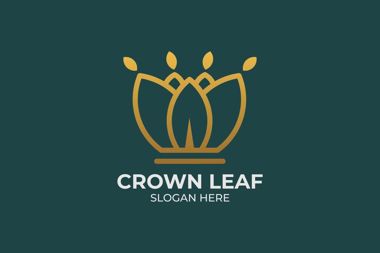 crown leaf modern style logo set vector