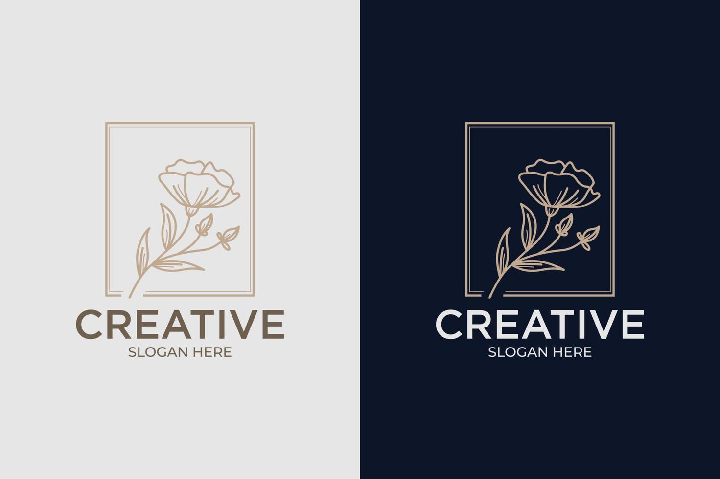 conjunto de logotipo de flor decorativa simple y moderna vector