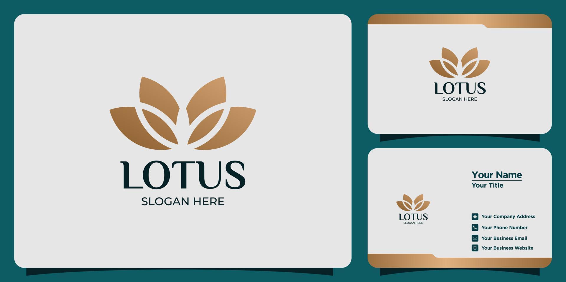 set of lotus flower logos and business cards vector