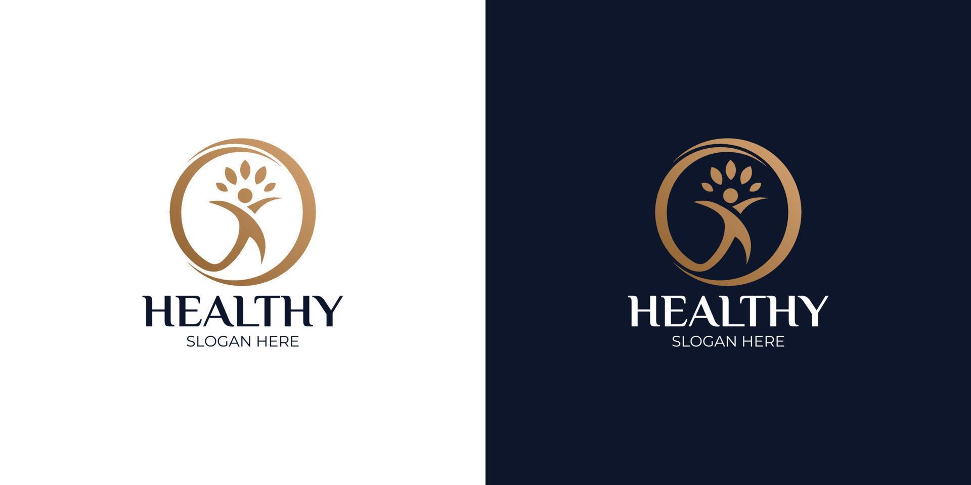 healthy modern and simple logo set vector