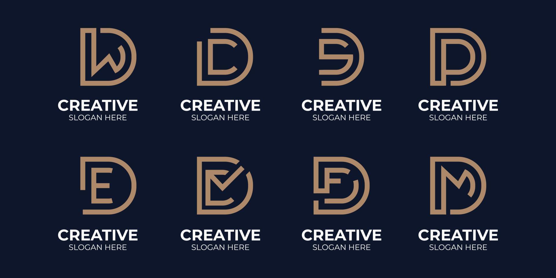 set of letter D monogram logo combination vector