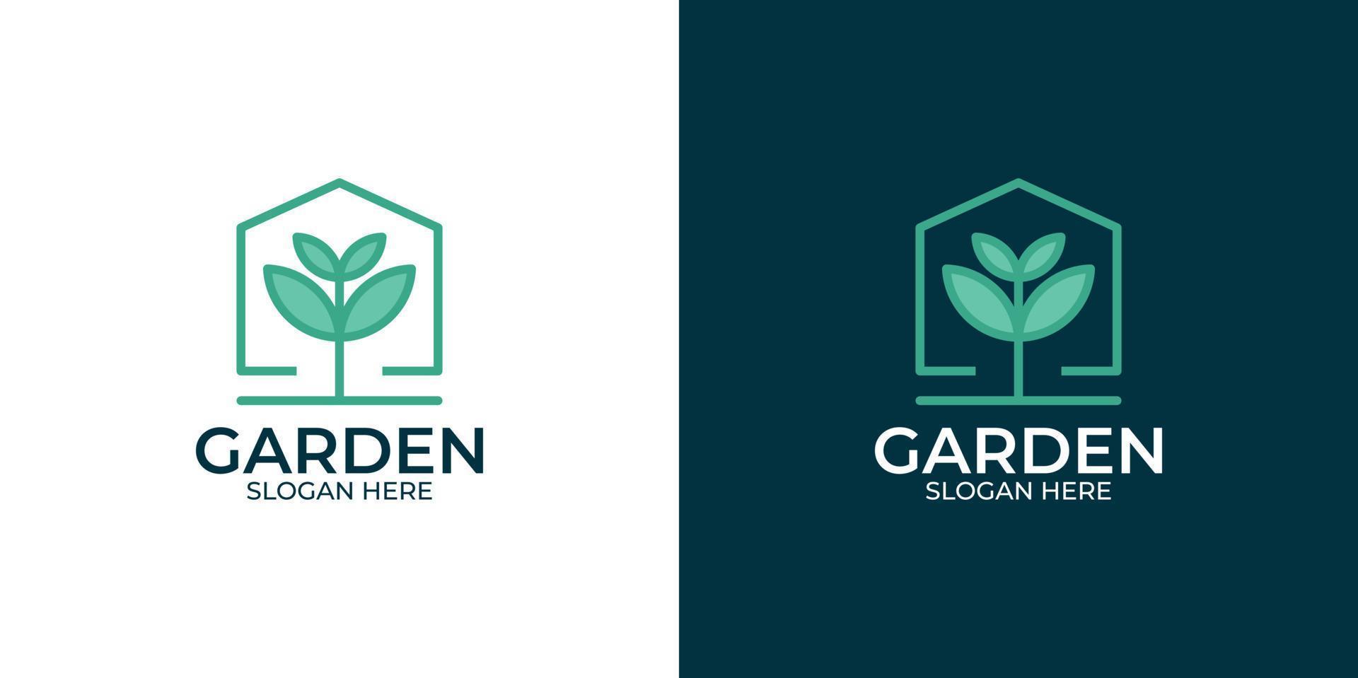 conjunto de logotipo de jardín de estilo moderno vector