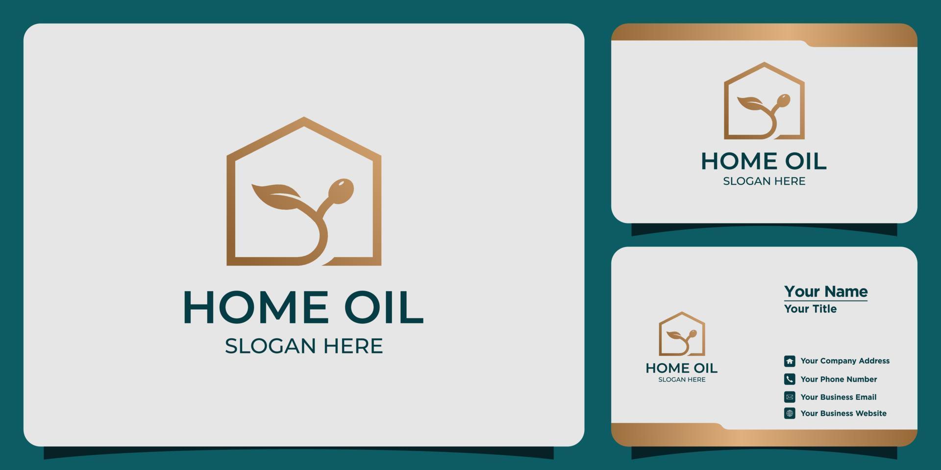 Minimalist home oil Logo set with modern logo design and business card vector