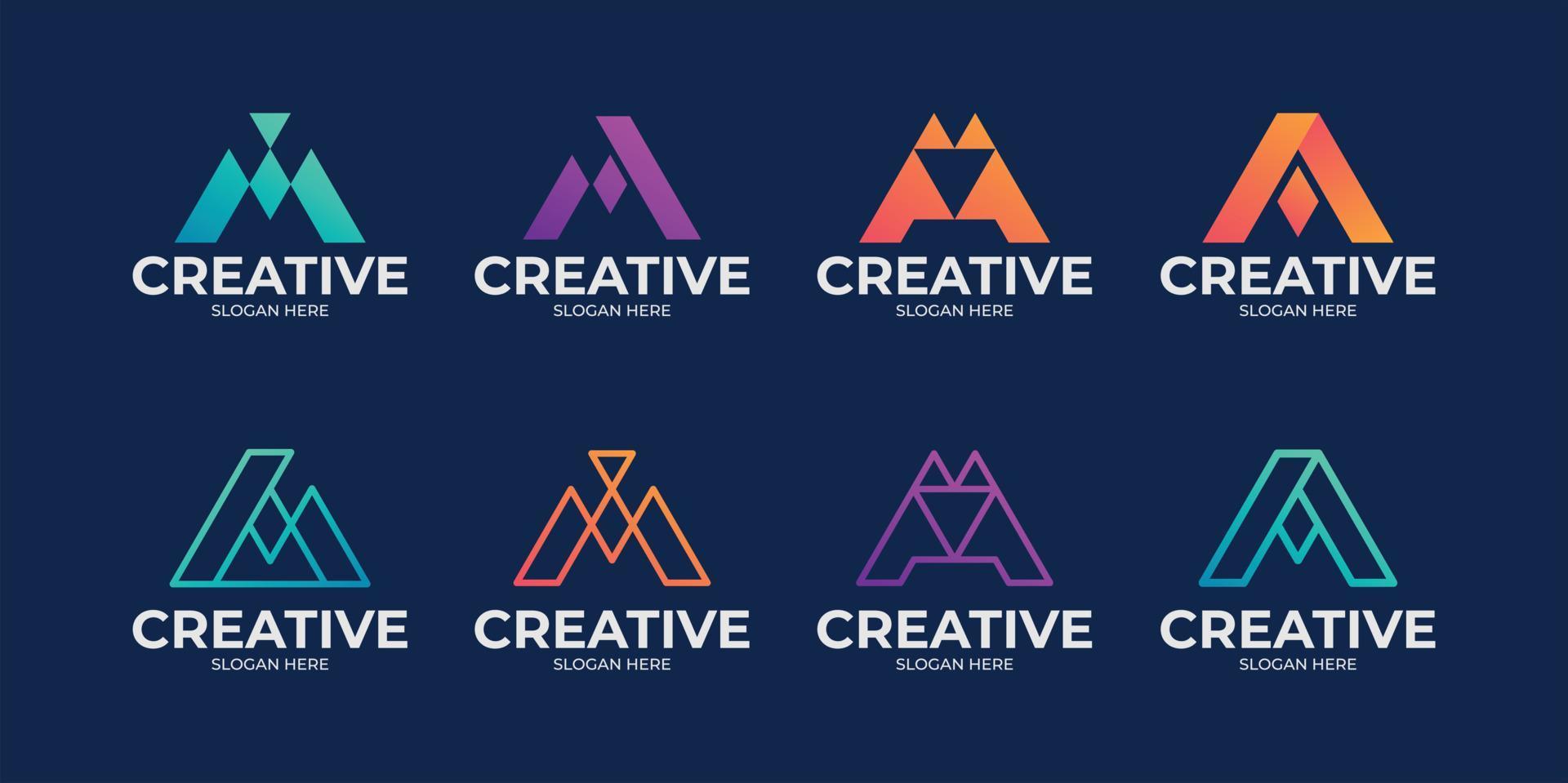 set logo letter A for company and agency vector