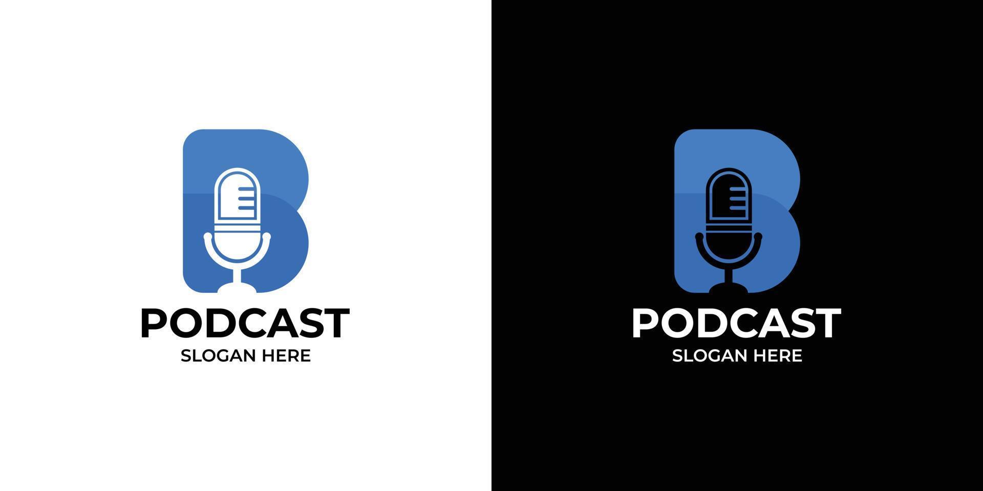 conjunto de logotipos de podcast con las iniciales la letra b vector