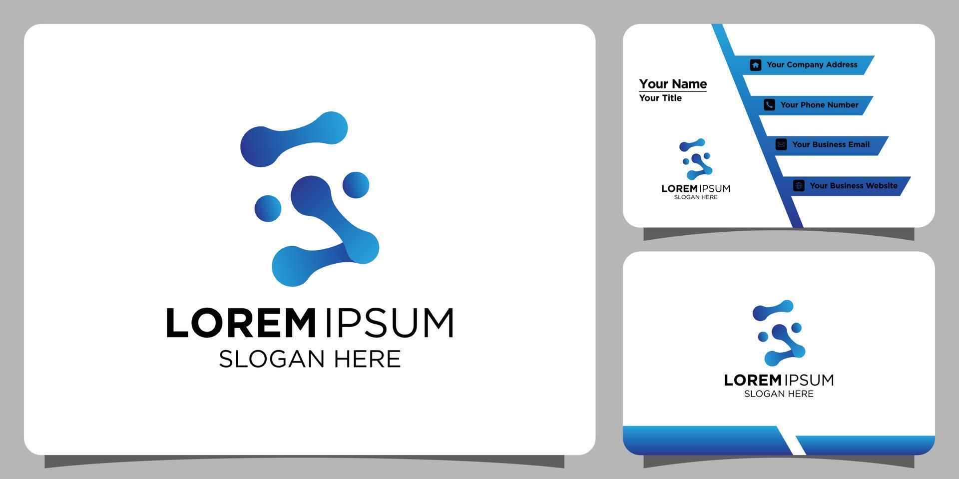 minimalist technology logo design and branding card template vector