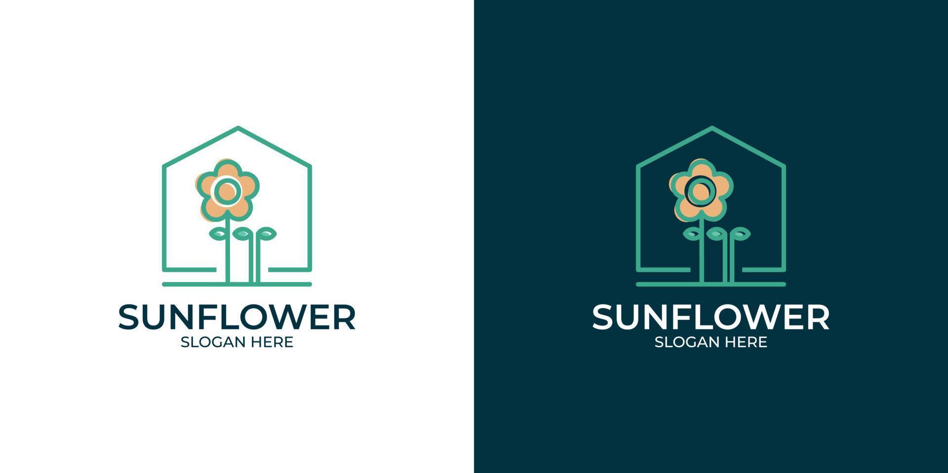 conjunto de logotipo de girasol de estilo moderno vector