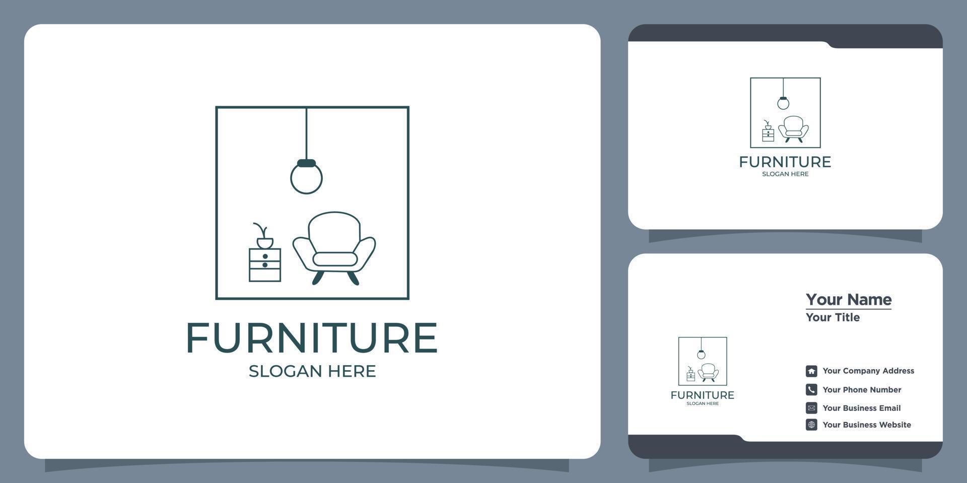 Set of elegant minimalist interior logos and business cards vector