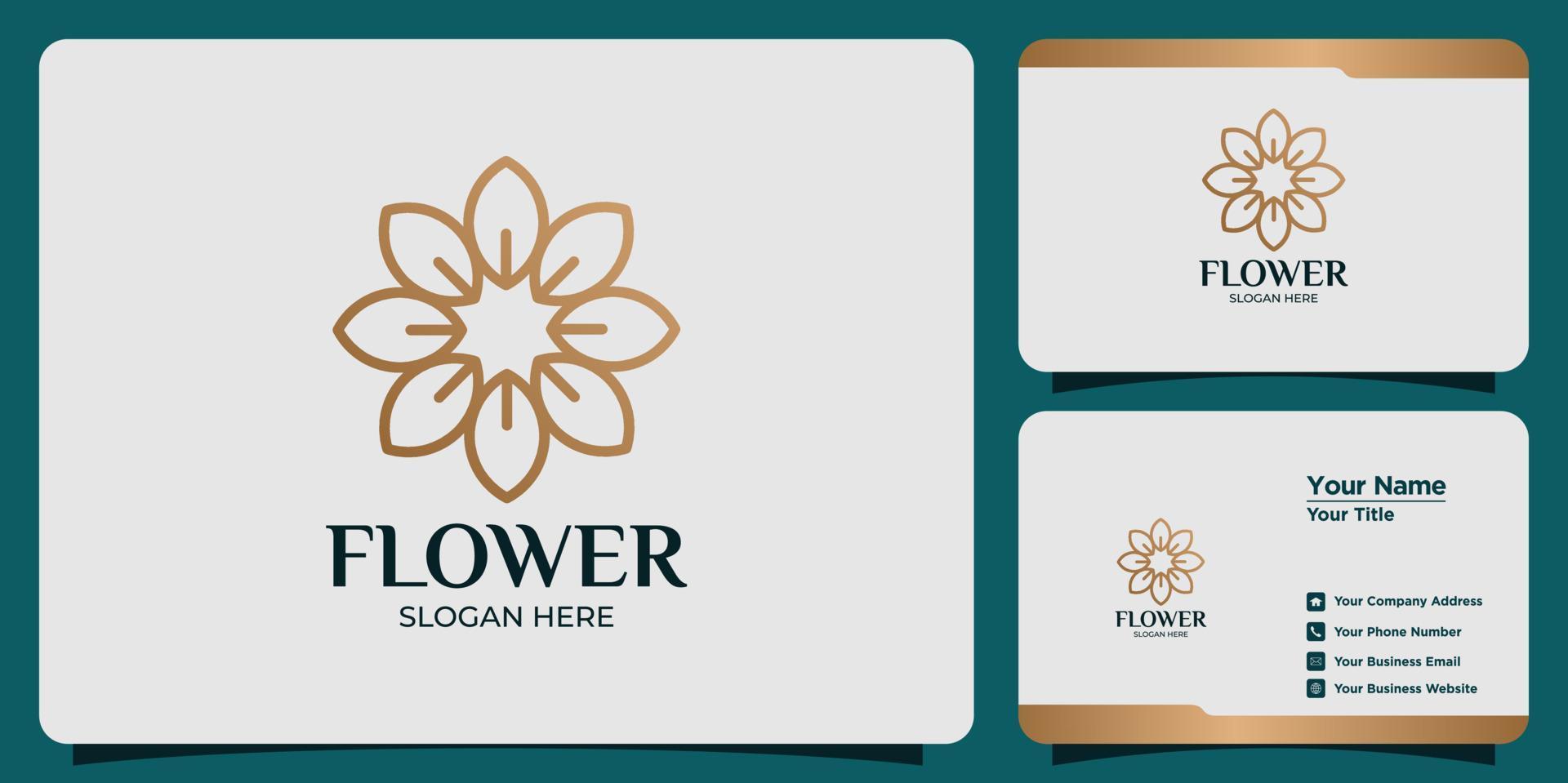 conjunto de logotipos de flores simples y tarjetas de visita vector