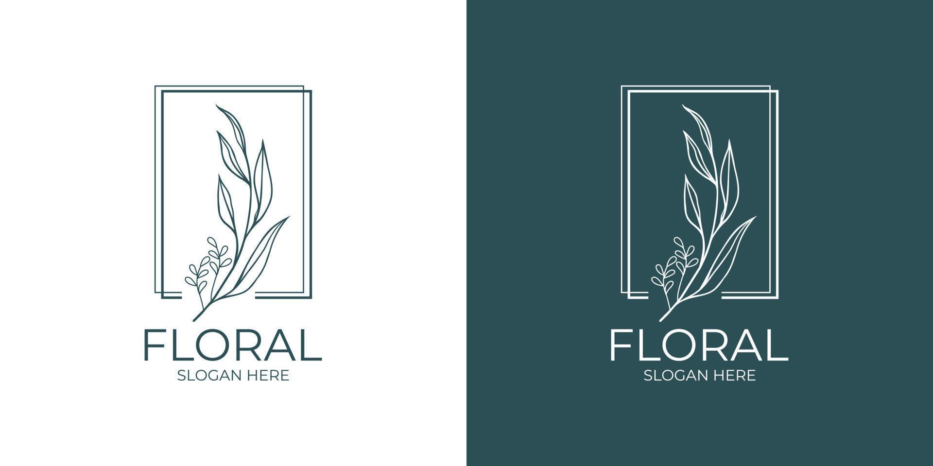 modern and minimalistic floral logo set vector