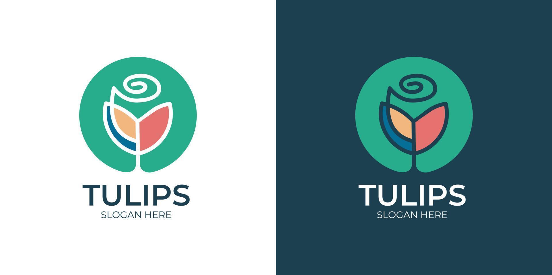 colorido conjunto de logotipo de flor de tulipán vector