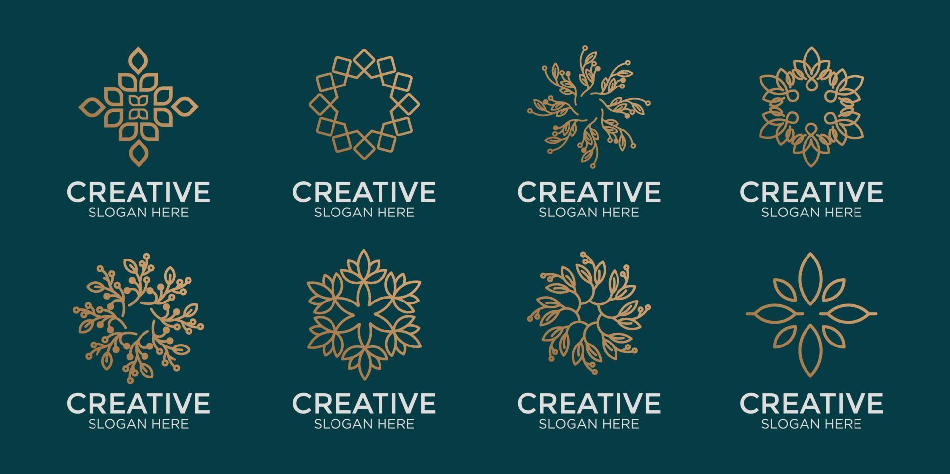 conjunto de logotipo de flor dibujada a mano vector