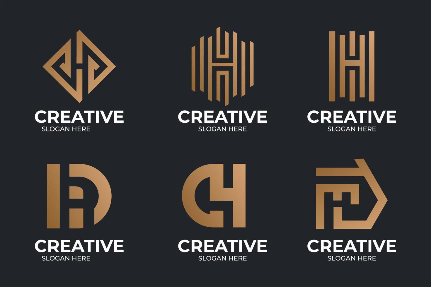 una colección de logotipos letra c combinación h vector