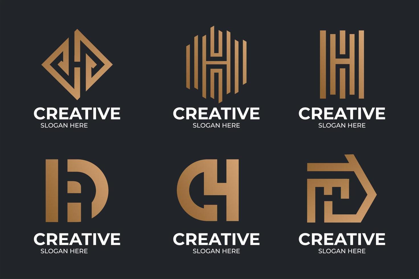 a collection of logos letter C combination H vector