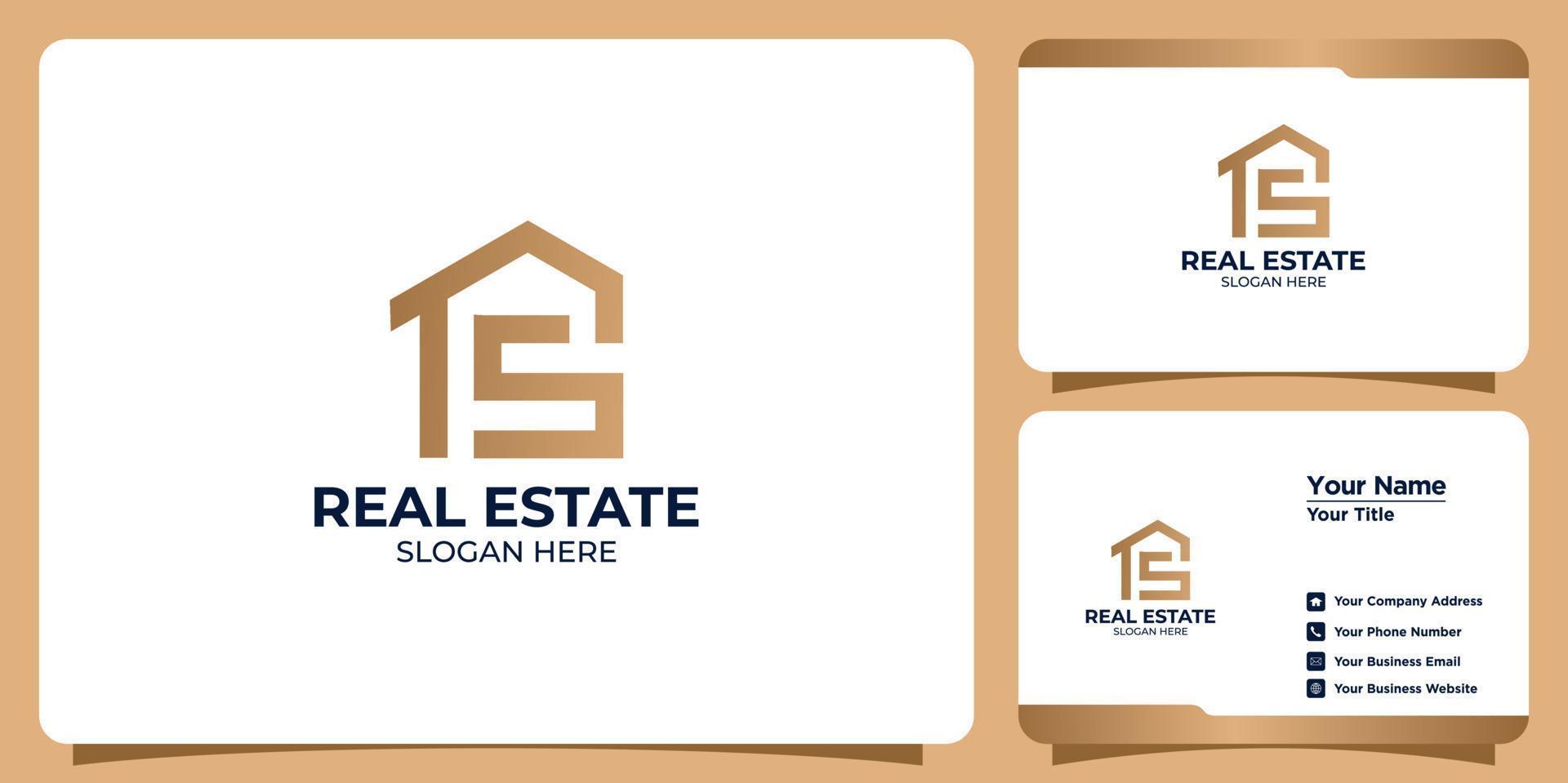 combinación de logotipo inmobiliario de letra s y tarjeta de visita vector