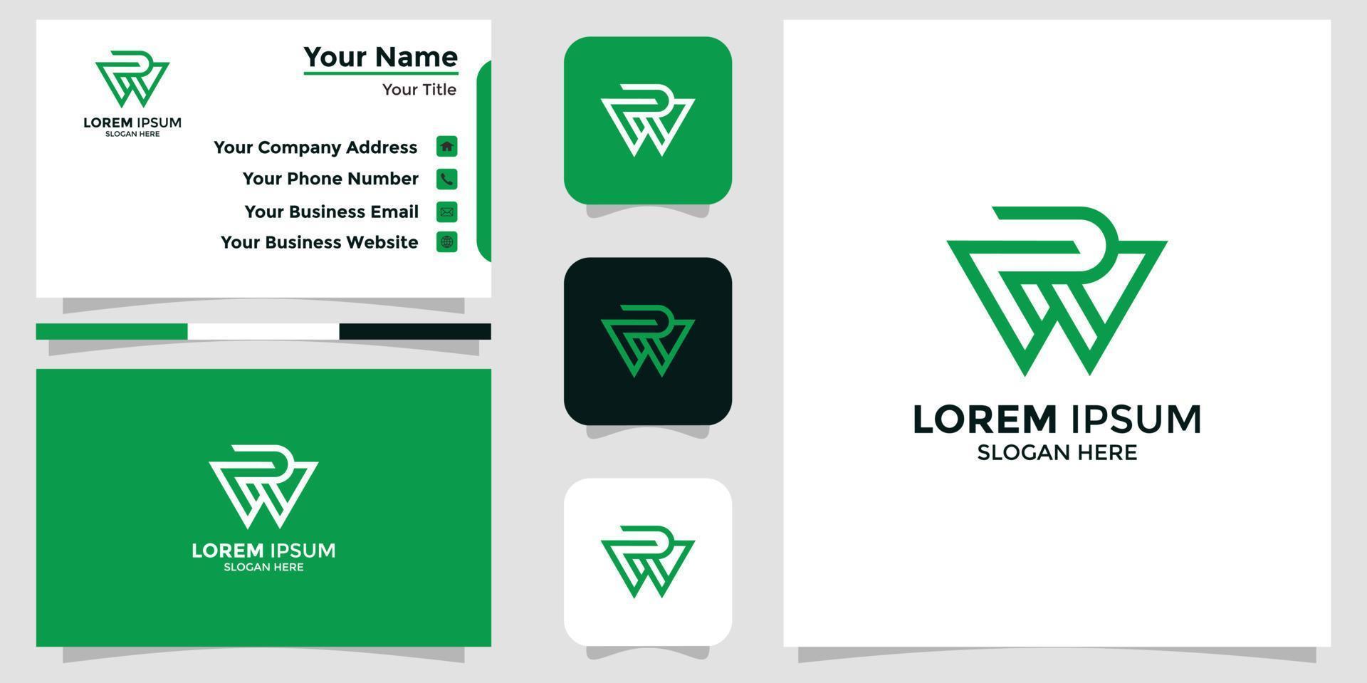 WP letter logo and branding card vector