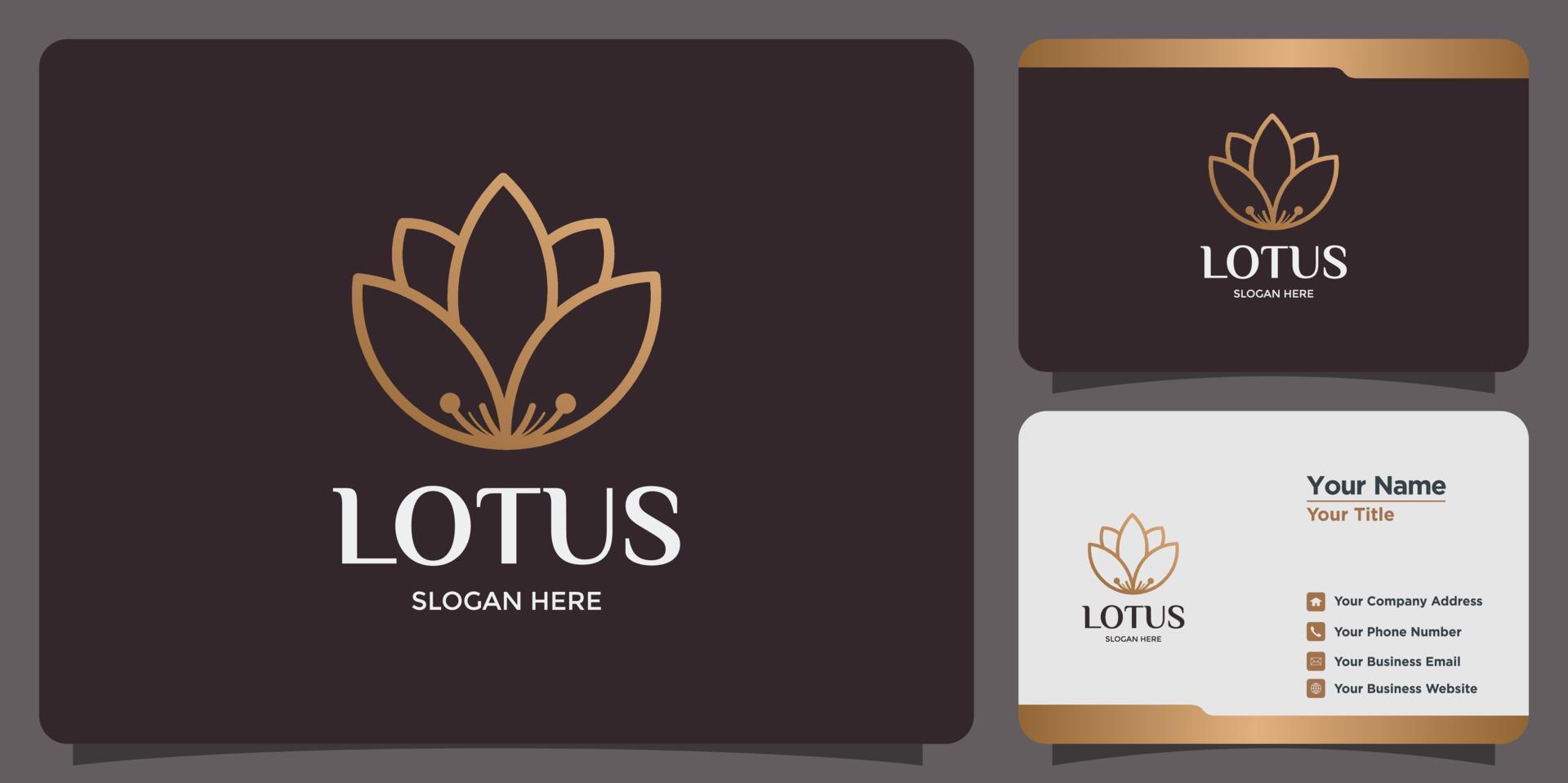 lotus flower design logo and business card vector