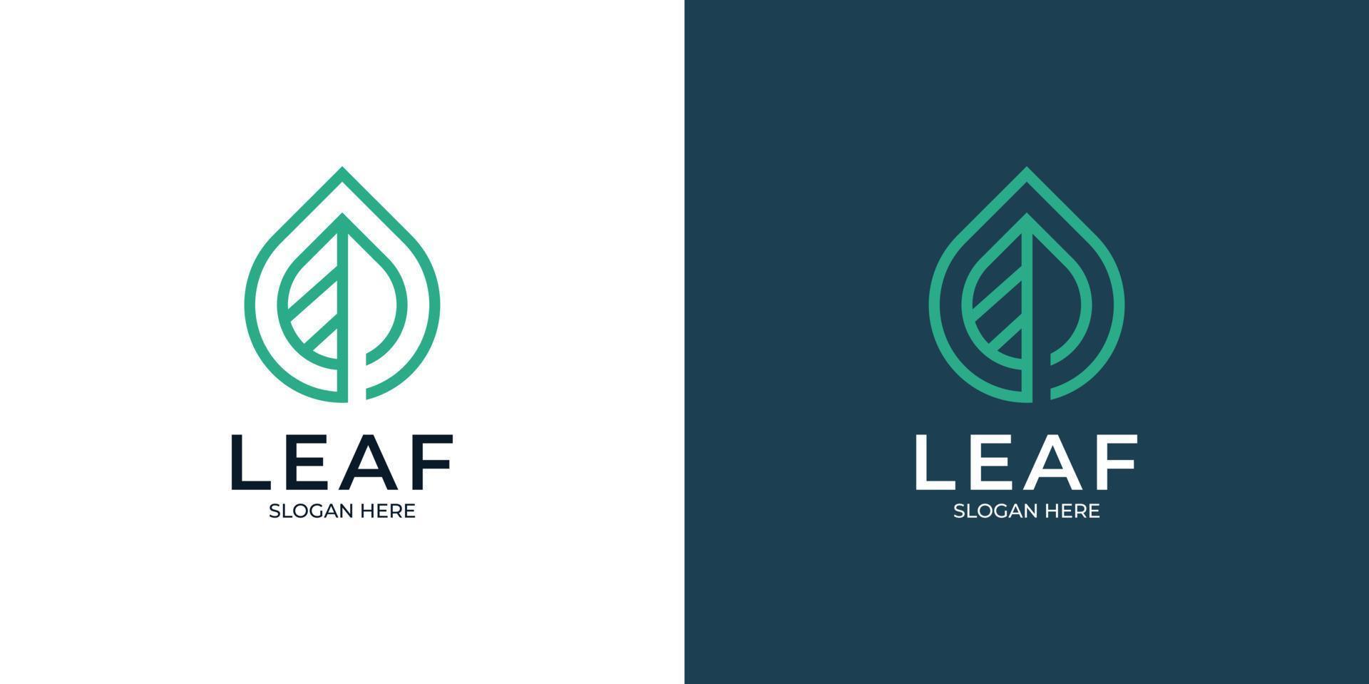 linear style minimalist leaf logo set vector