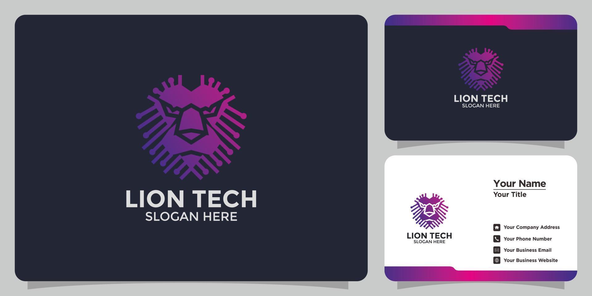 modern technology lion design logo vector