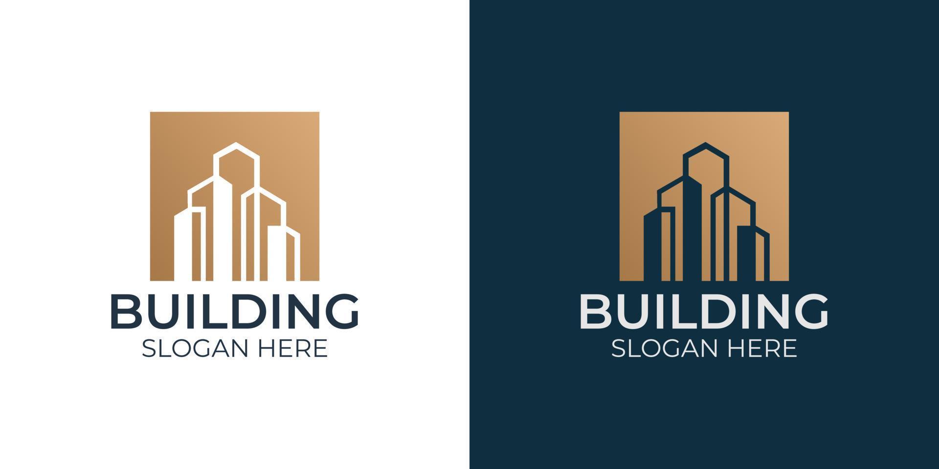 conjunto de logotipo de diseño de edificio minimalista vector