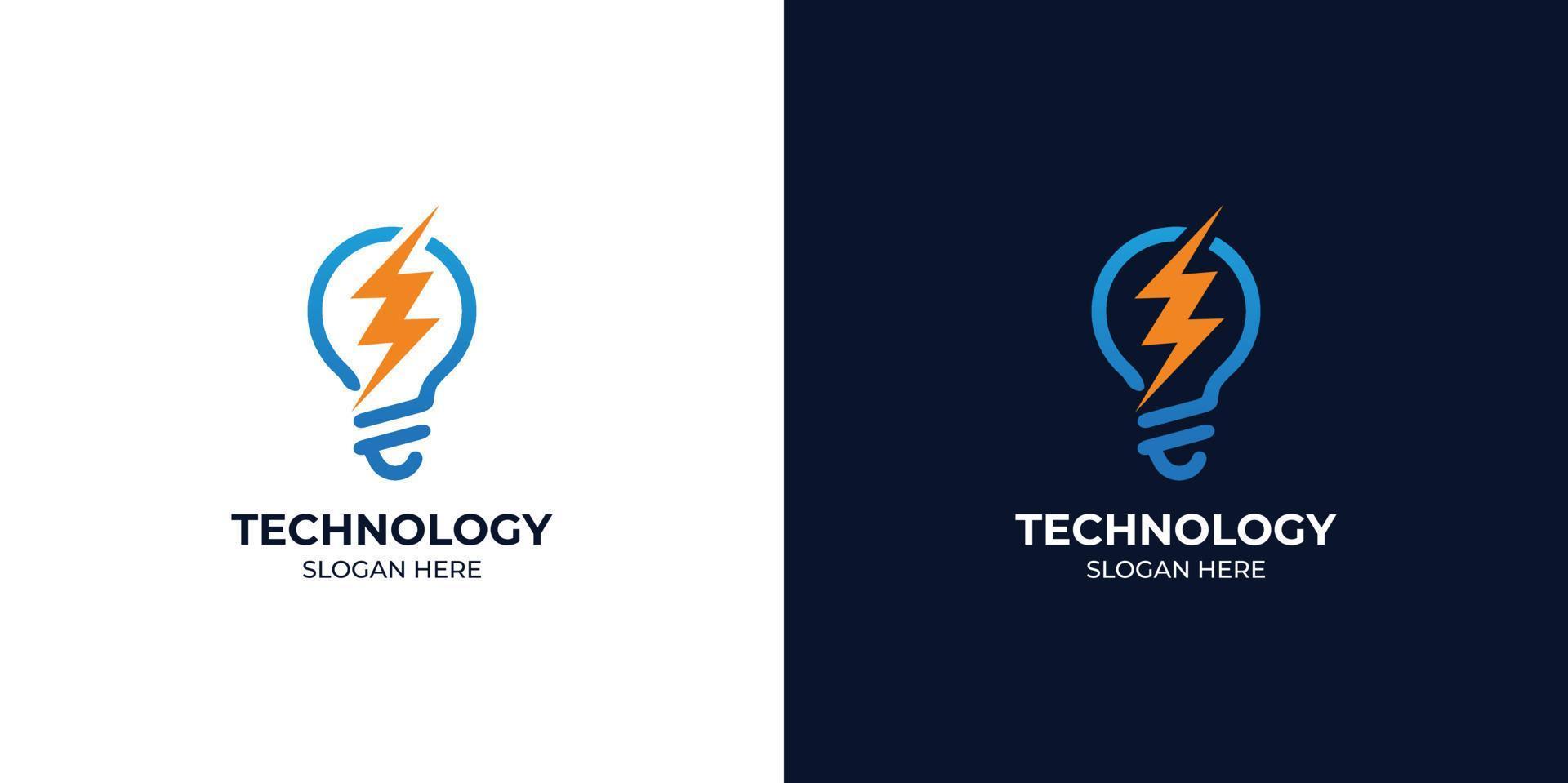 conjunto de logotipos de tecnología combinada con energía moderna y elegante vector