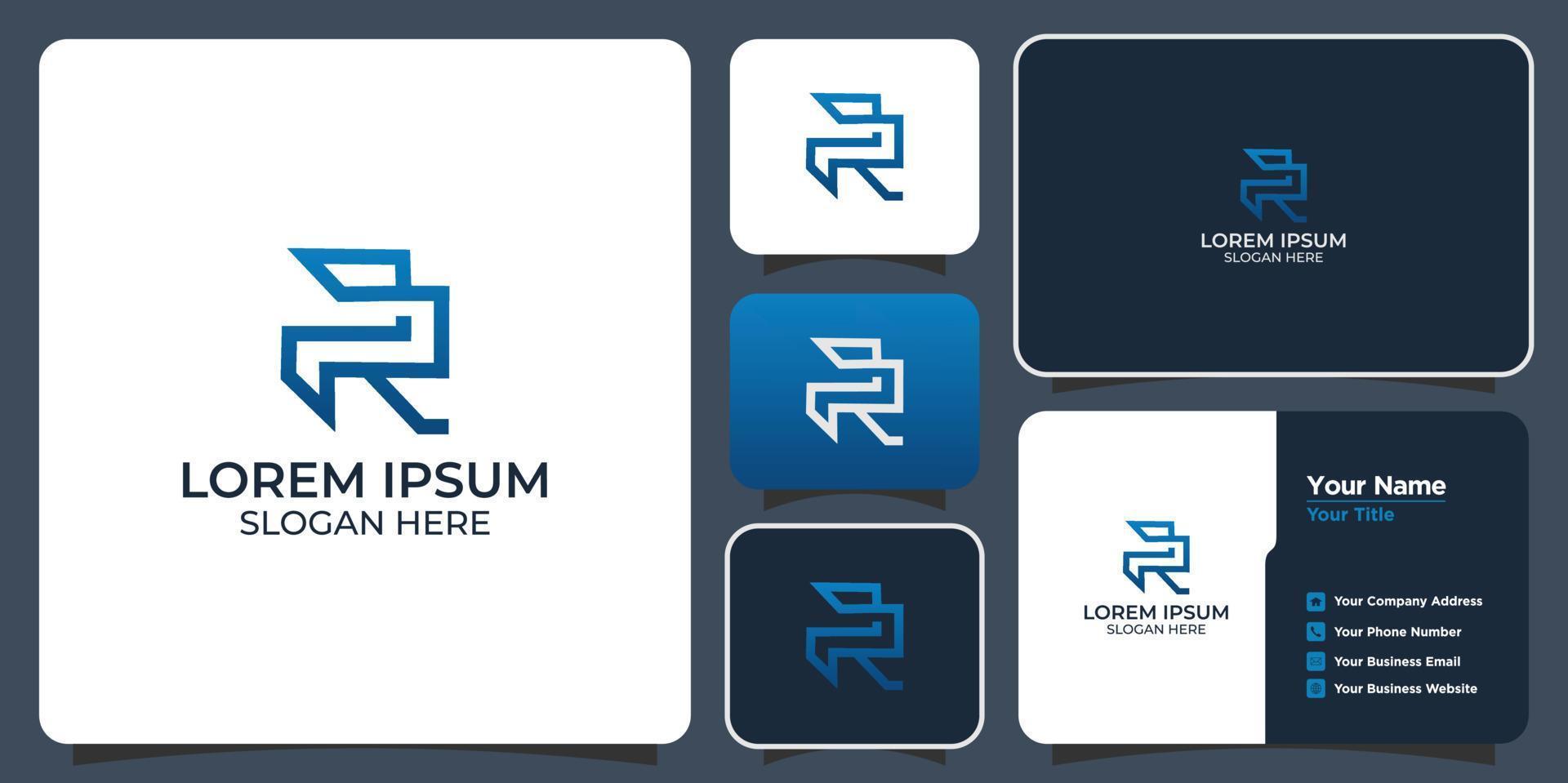 modern initial R logo and business card vector