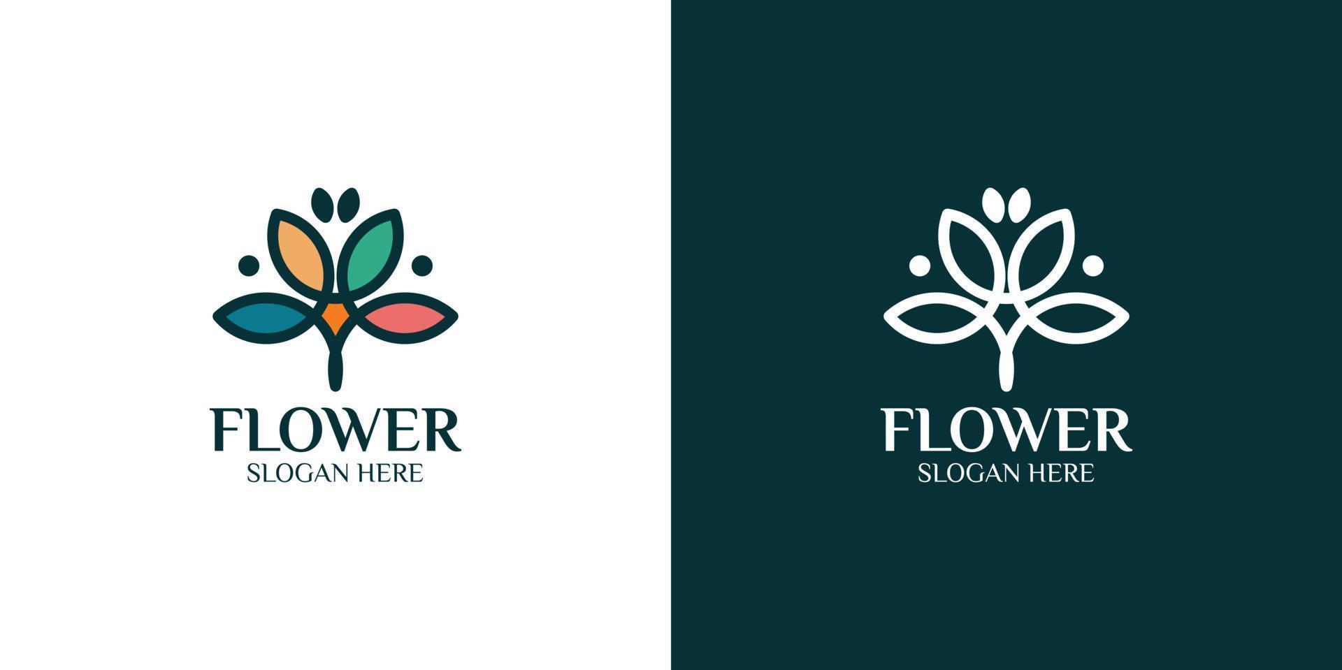 set of colorful flower logos vector