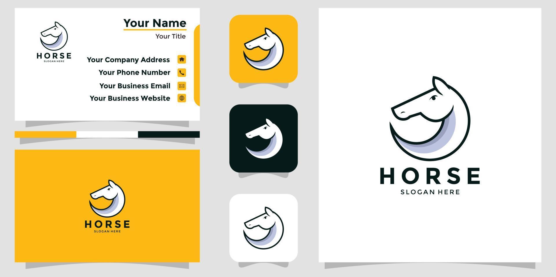 minimalist horse logo and branding card vector