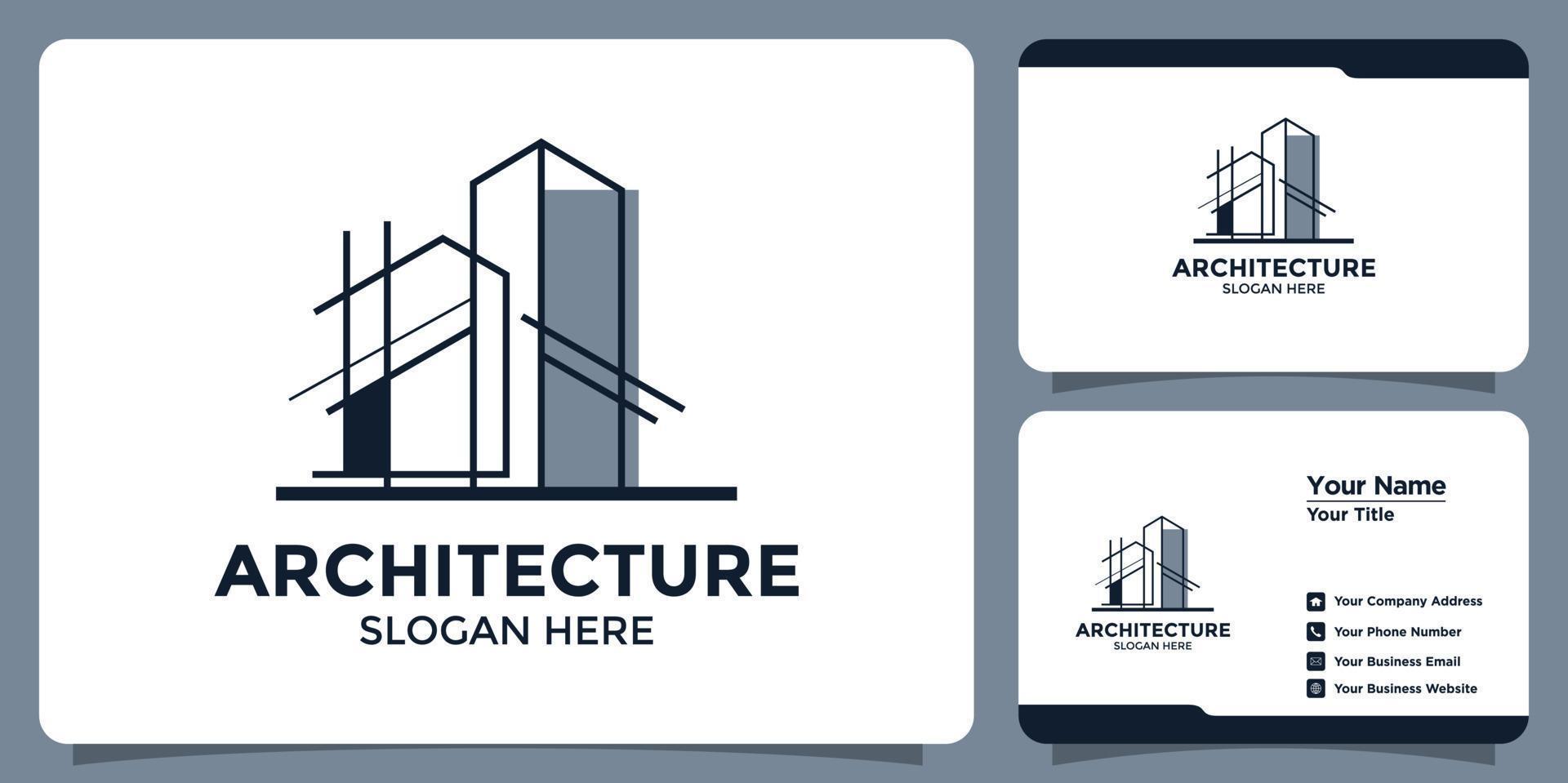 diseño de logotipo de arquitectura moderna y plantilla de tarjeta de marca vector