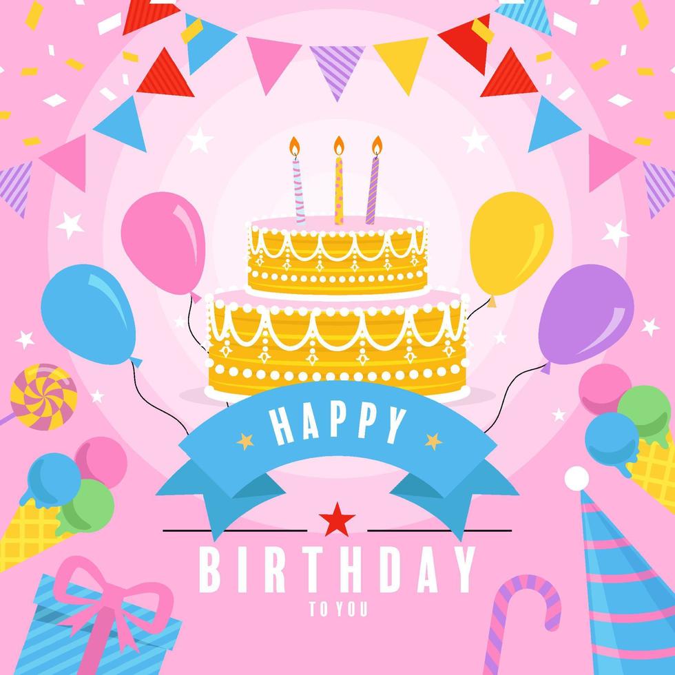 happy birthday greetings card. vector