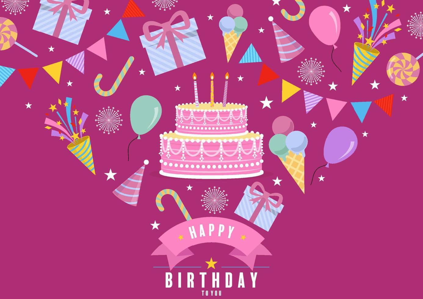 happy birthday greetings card. vector