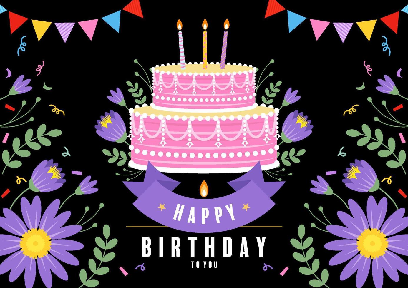 happy birthday greetings card. vector