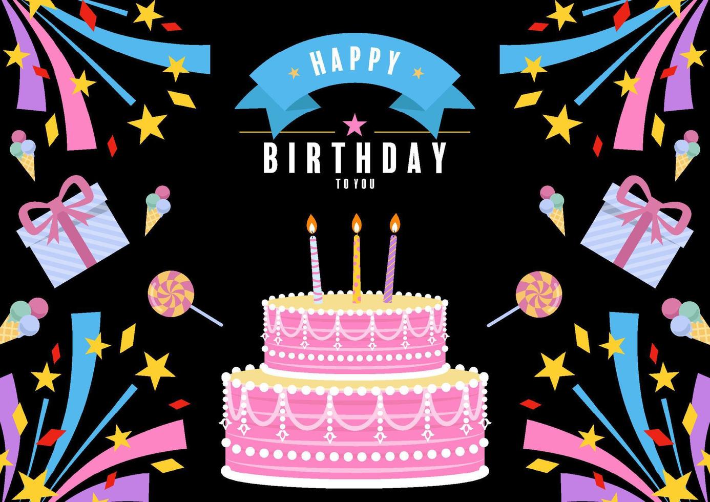 happy birthday greetings card. vector