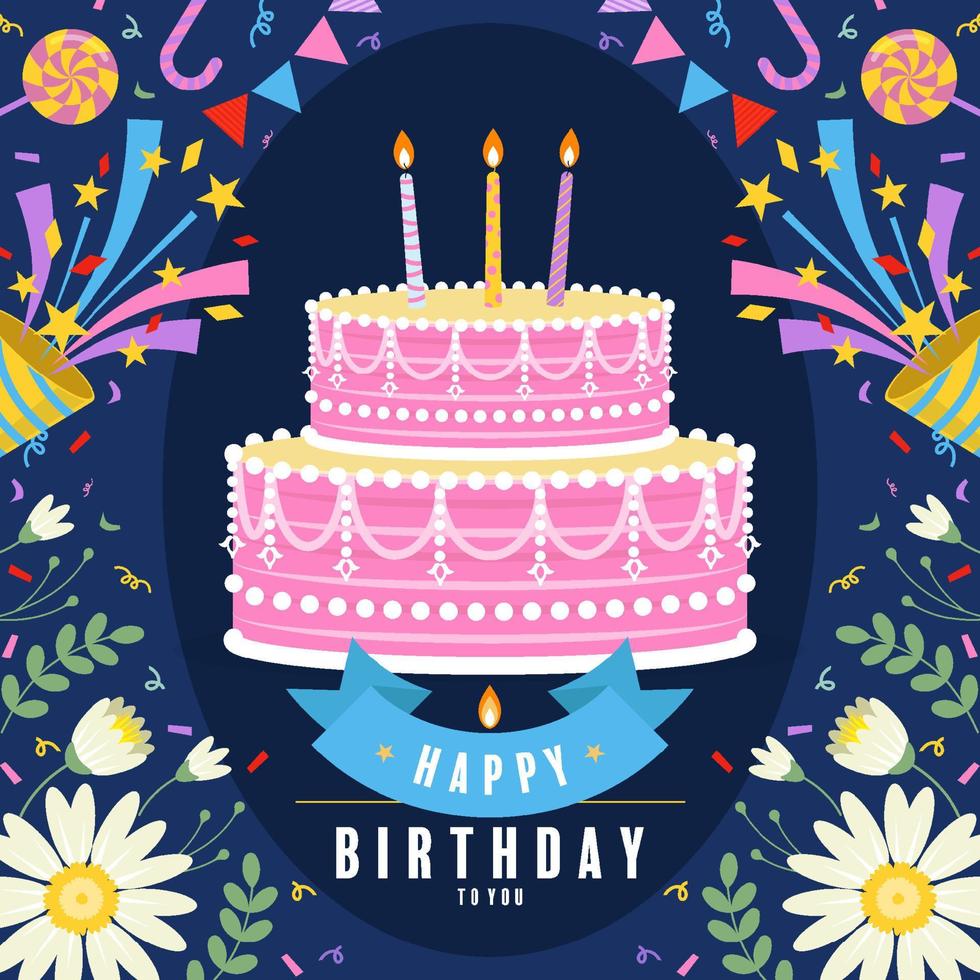 tarjeta de felicitaciones de feliz cumpleaños. vector