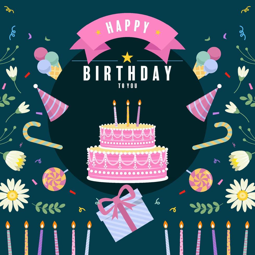 happy birthday greetings card. vector