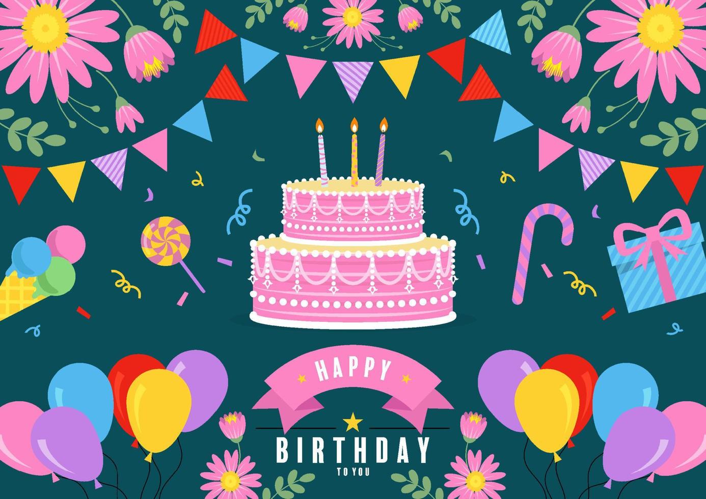 happy birthday greetings card. vector