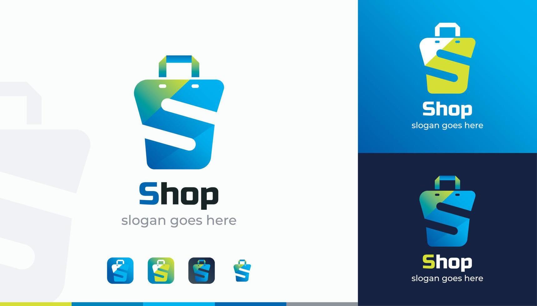 logotipo de la letra s - inspiración del diseño del logotipo de la tienda - plantilla del logotipo del vector de la bolsa de compras